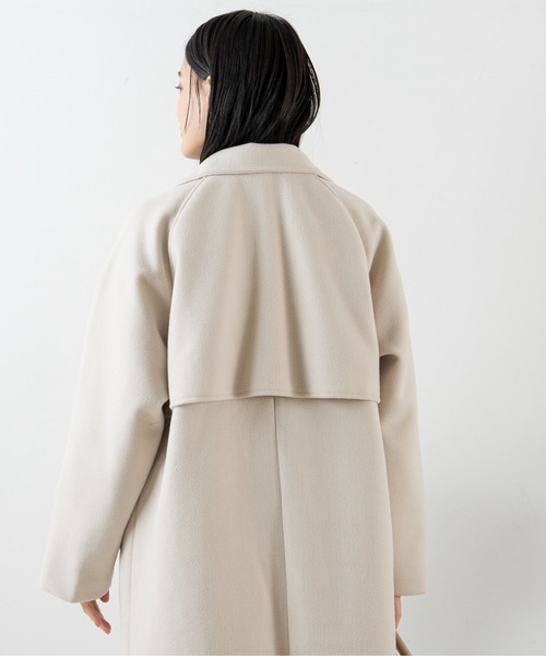 ANGIE（アンジー）の「ウールライクスタンドカラーコート（ステンカラーコート・レディース・ブラック/オリーブ/アイボリー/ダークベージュ・FREE）」の10枚目の写真