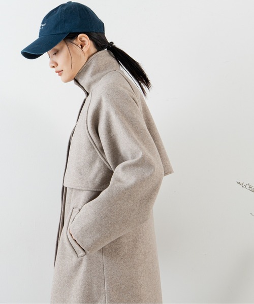 ANGIE（アンジー）の「ウールライクスタンドカラーコート（ステンカラーコート・レディース・ブラック/オリーブ/アイボリー/ダークベージュ・FREE）」の16枚目の写真