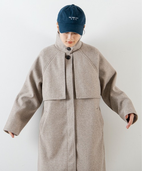 ANGIE（アンジー）の「ウールライクスタンドカラーコート（ステンカラーコート・レディース・ブラック/オリーブ/アイボリー/ダークベージュ・FREE）」の14枚目の写真