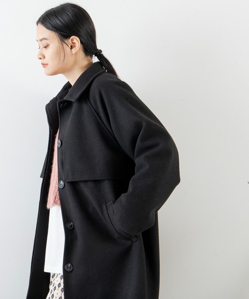 ANGIE（アンジー）の「ウールライクスタンドカラーコート（ステンカラーコート・レディース・ブラック/オリーブ/アイボリー/ダークベージュ・FREE）」の12枚目の写真