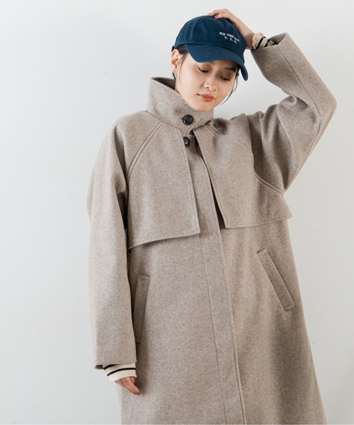 ANGIE（アンジー）の「ウールライクスタンドカラーコート（ステンカラーコート・レディース・ブラック/オリーブ/アイボリー/ダークベージュ・FREE）」の15枚目の写真