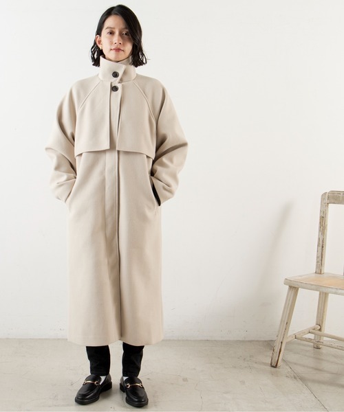 ANGIE（アンジー）の「ウールライクスタンドカラーコート（ステンカラーコート・レディース・ブラック/オリーブ/アイボリー/ダークベージュ・FREE）」の20枚目の写真