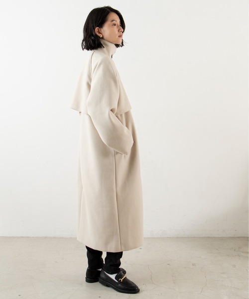 ANGIE（アンジー）の「ウールライクスタンドカラーコート（ステンカラーコート・レディース・ブラック/オリーブ/アイボリー/ダークベージュ・FREE）」の21枚目の写真