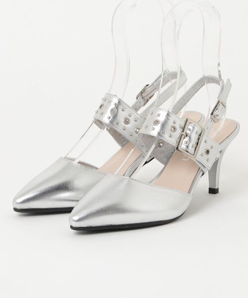 LibertyDoll（リバティードール）の「Liberty Doll / スリングバックピンヒールスタッズミュールパンプス (1164)（パンプス・レディース・ブラック/ベージュ/ワイン/アイボリー/シルバー・LL/S/M/L/SS/3L）」の9枚目の写真