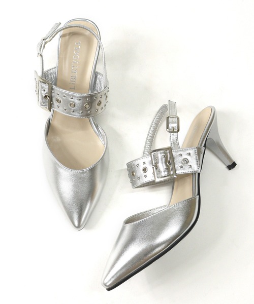 LibertyDoll（リバティードール）の「Liberty Doll / スリングバックピンヒールスタッズミュールパンプス (1164)（パンプス・レディース・ブラック/ベージュ/ワイン/アイボリー/シルバー・LL/S/M/L/SS/3L）」の7枚目の写真