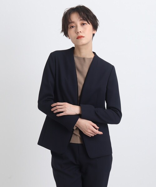 theory luxe 21AW New Saxony ノーカラーブルゾン 黒