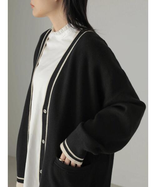 AMERICAN HOLIC(アメリカンホリック)の「ミラノリブVネックニットカーディガン(カーディガン/ボレロ・レディース・ライトグレー/モカ/マルチ・L/M)」の8枚目の写真