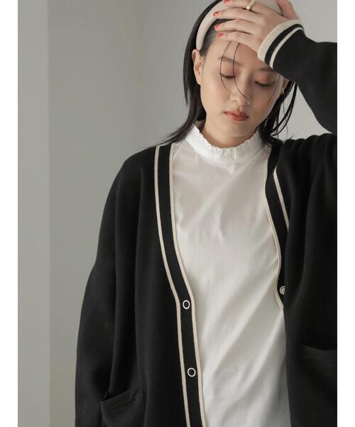 AMERICAN HOLIC(アメリカンホリック)の「ミラノリブVネックニットカーディガン(カーディガン/ボレロ・レディース・ライトグレー/モカ/マルチ・L/M)」の10枚目の写真