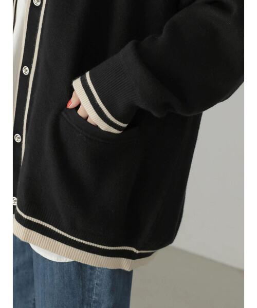 AMERICAN HOLIC(アメリカンホリック)の「ミラノリブVネックニットカーディガン(カーディガン/ボレロ・レディース・ライトグレー/モカ/マルチ・L/M)」の11枚目の写真