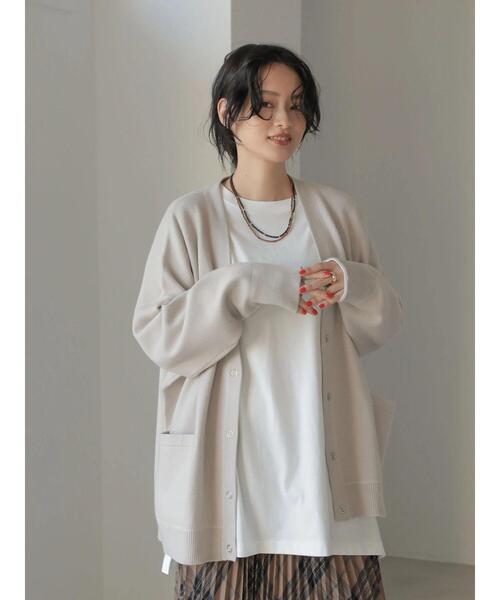 AMERICAN HOLIC(アメリカンホリック)の「ミラノリブVネックニットカーディガン(カーディガン/ボレロ・レディース・ライトグレー/モカ/マルチ・L/M)」の16枚目の写真