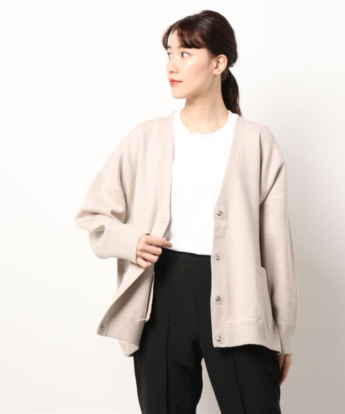 AMERICAN HOLIC(アメリカンホリック)の「ミラノリブVネックニットカーディガン(カーディガン/ボレロ・レディース・ライトグレー/モカ/マルチ・L/M)」の6枚目の写真