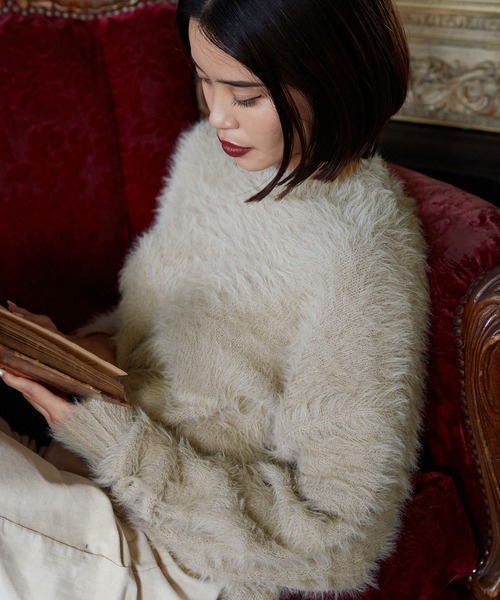 TINA:JOJUN(ティーナジョジュン)の「ユニセックス オーバーシャギーニット TINA:JOJUN(ニット/セーター・レディース・グリーン/スモークグレー/ホワイト/グレイッシュベージュ/ブルー/オレンジ/ベビーピンク/アイボリー/カーキ/ブラック・M)」の12枚目の写真