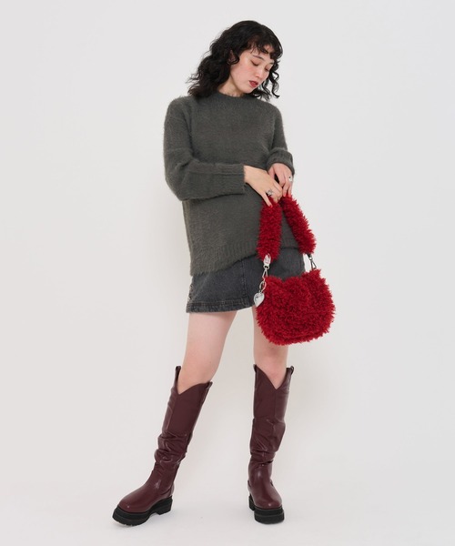 TINA:JOJUN(ティーナジョジュン)の「ユニセックス オーバーシャギーニット TINA:JOJUN(ニット/セーター・レディース・グリーン/スモークグレー/ホワイト/グレイッシュベージュ/ブルー/オレンジ/ベビーピンク/アイボリー/カーキ/ブラック・M)」の21枚目の写真