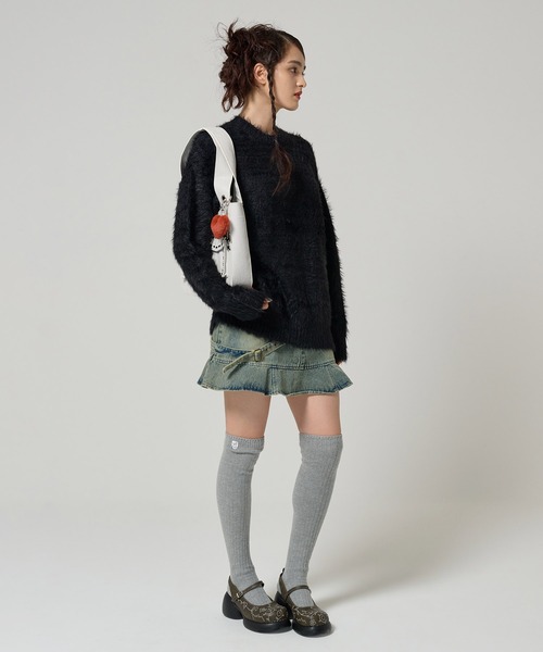 djホットスナック　t shirt beanie K-DIEGO-C Rib-knit beanie with logo patch｜ブラック｜ウィメンズ