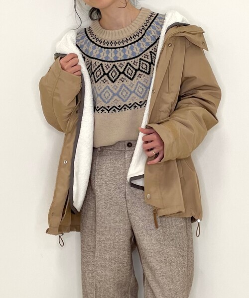 DRESKIP(ドレスキップ)の「◆【撥水】長袖ボアライナー付きマウンテンパーカー(ブルゾン・レディース・ブラック/カーキ/サンドベージュ・02/03/04)」の6枚目の写真