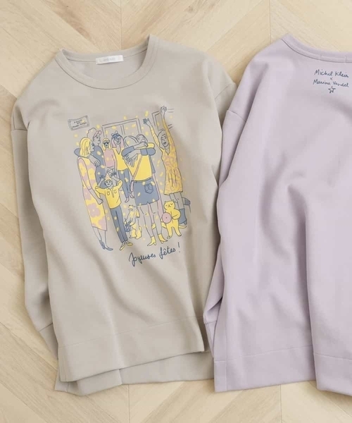 MK MICHEL KLEIN(エムケーミッシェルクラン)の「サイドスリット ダンボールプルオーバー/Marina Vandel×MICHEL KLEIN(Tシャツ/カットソー・レディース・ベージュ/ライトパープル・38)」の1枚目の写真