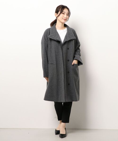 mizuiroind(ミズイロインド)の「stand collar wide coat(その他アウター・レディース・グレー/ブラック/ブラウン・F)」の2枚目の写真