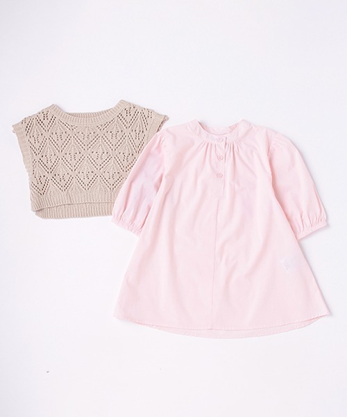 petit main（プティマイン）の「【リンク】ベスト＆シャツワンピース(キッズ)（シャツワンピース・キッズ・ブルー/オフホワイト/ピンク・100cm/120cm/80ｃｍ/90cm/130cm/110cm）」の7枚目の写真