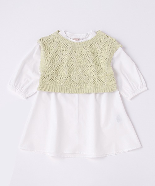 petit main（プティマイン）の「【リンク】ベスト＆シャツワンピース(キッズ)（シャツワンピース・キッズ・ブルー/オフホワイト/ピンク・100cm/120cm/80ｃｍ/90cm/130cm/110cm）」の17枚目の写真