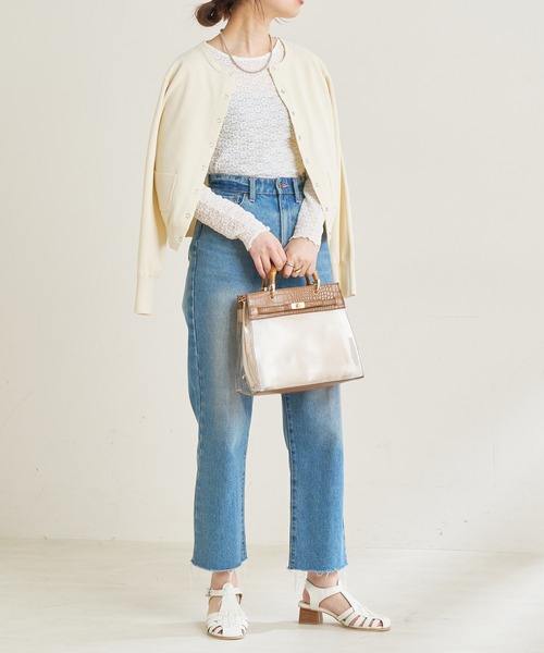 natural couture（ナチュラルクチュール）の「【WEB限定】旬顔コーデが決まるプチプラリングドット釦おしゃれカーディガン（カーディガン/ボレロ・レディース・ブラック/パープル/オフホワイト/グリーン/その他1・FREE）」の9枚目の写真