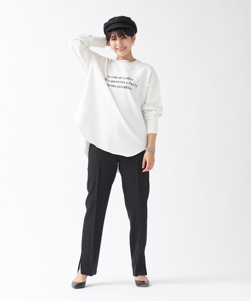 Rouge vif（ルージュヴィフ）の「ミニ裏毛ロゴロンT（Tシャツ/カットソー・レディース・ホワイト/チャコールグレー・フリー）」の5枚目の写真