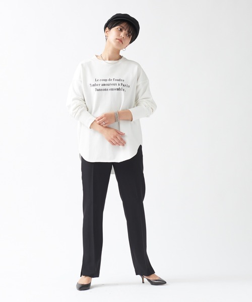 Rouge vif（ルージュヴィフ）の「ミニ裏毛ロゴロンT（Tシャツ/カットソー・レディース・ホワイト/チャコールグレー・フリー）」の7枚目の写真