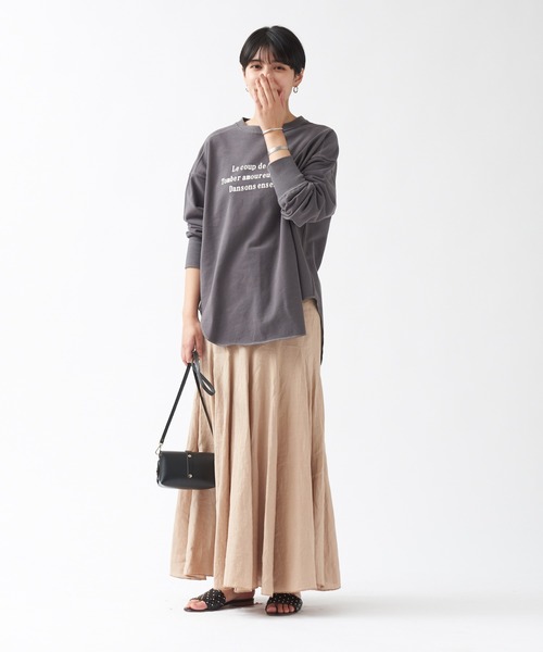 Rouge vif（ルージュヴィフ）の「ミニ裏毛ロゴロンT（Tシャツ/カットソー・レディース・ホワイト/チャコールグレー・フリー）」の11枚目の写真