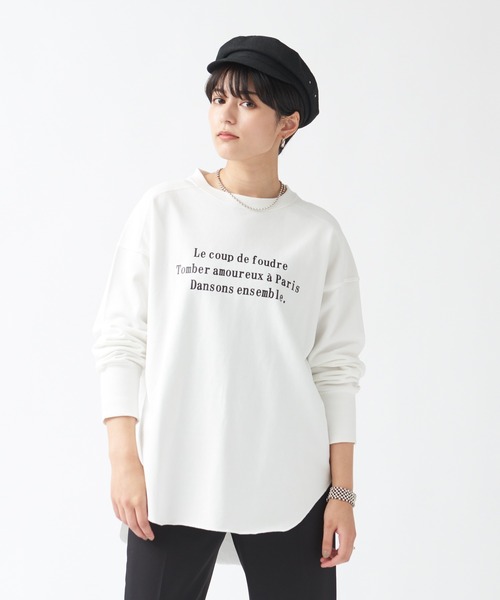 Rouge vif（ルージュヴィフ）の「ミニ裏毛ロゴロンT（Tシャツ/カットソー・レディース・ホワイト/チャコールグレー・フリー）」の12枚目の写真