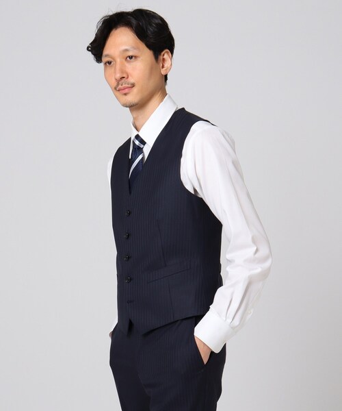 再入荷 Sサイズ シャイニーヘリンボンストライプ ベスト スーツベスト Takeo Kikuchi タケオキクチ のファッション 早期購入特典 Arenatheatre Net