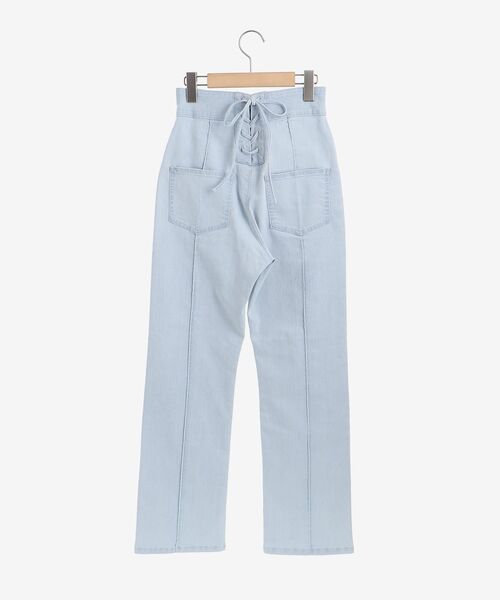 MAJESTIC LEGON（マジェスティックレゴン）の「レースアップストレートパンツ（デニムパンツ・レディース・サックスブルー/ネイビー/ピンク・SMALL/MEDIUM）」の4枚目の写真