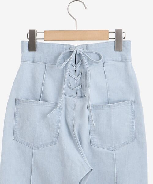 MAJESTIC LEGON（マジェスティックレゴン）の「レースアップストレートパンツ（デニムパンツ・レディース・サックスブルー/ネイビー/ピンク・SMALL/MEDIUM）」の6枚目の写真