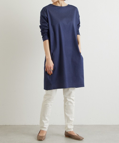 美品 ビアズリー 襟ぐり刺繍ワンピース 花柄 チュニック 秋物 日本製 美品 ビアズリー 襟ぐり刺繍ワンピース 花柄 チュニック 秋物