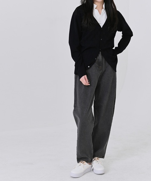 me+em select（ミームセレクト）の「ウエストタックハイウエストデニム（デニムパンツ・レディース・ライトブルー/ブラック/インディゴブルー/グレー・SMALL/LARGE/X-LARGE/MEDIUM）」の6枚目の写真