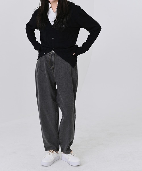 me+em select（ミームセレクト）の「ウエストタックハイウエストデニム（デニムパンツ・レディース・ライトブルー/ブラック/インディゴブルー/グレー・SMALL/LARGE/X-LARGE/MEDIUM）」の9枚目の写真