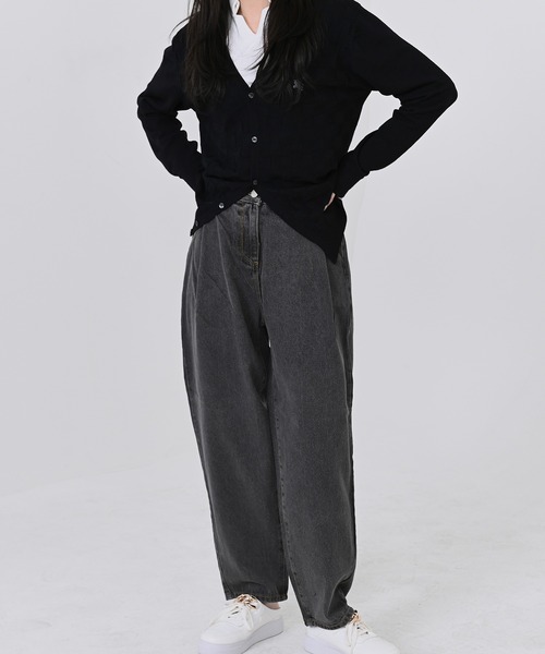 me+em select（ミームセレクト）の「ウエストタックハイウエストデニム（デニムパンツ・レディース・ライトブルー/ブラック/インディゴブルー/グレー・SMALL/LARGE/X-LARGE/MEDIUM）」の10枚目の写真