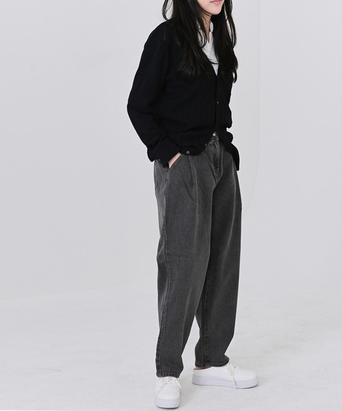 me+em select（ミームセレクト）の「ウエストタックハイウエストデニム（デニムパンツ・レディース・ライトブルー/ブラック/インディゴブルー/グレー・SMALL/LARGE/X-LARGE/MEDIUM）」の13枚目の写真