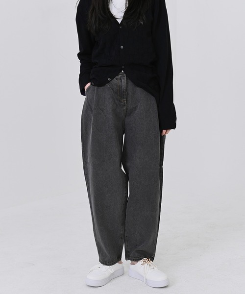 me+em select（ミームセレクト）の「ウエストタックハイウエストデニム（デニムパンツ・レディース・ライトブルー/ブラック/インディゴブルー/グレー・SMALL/LARGE/X-LARGE/MEDIUM）」の14枚目の写真