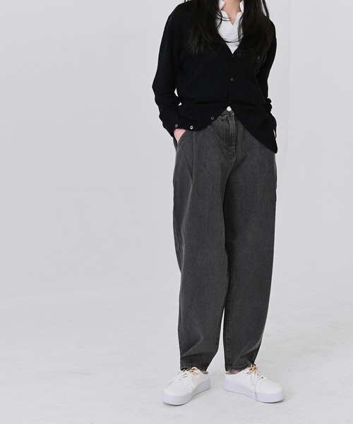 me+em select（ミームセレクト）の「ウエストタックハイウエストデニム（デニムパンツ・レディース・ライトブルー/ブラック/インディゴブルー/グレー・SMALL/LARGE/X-LARGE/MEDIUM）」の15枚目の写真