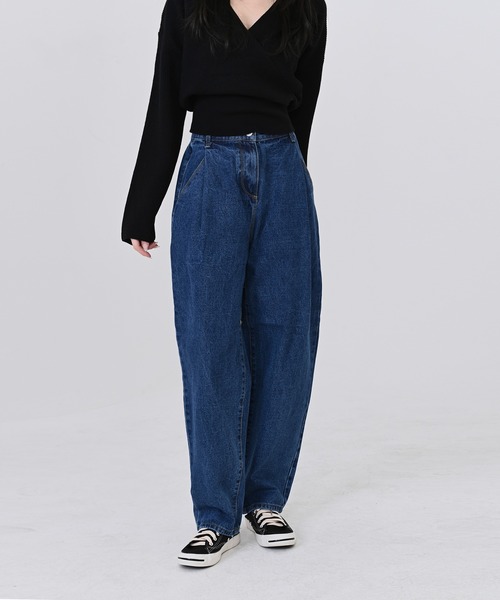 me+em select（ミームセレクト）の「ウエストタックハイウエストデニム（デニムパンツ・レディース・ライトブルー/ブラック/インディゴブルー/グレー・SMALL/LARGE/X-LARGE/MEDIUM）」の17枚目の写真