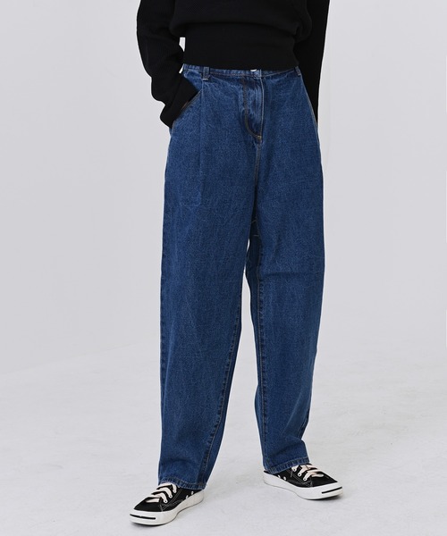 me+em select（ミームセレクト）の「ウエストタックハイウエストデニム（デニムパンツ・レディース・ライトブルー/ブラック/インディゴブルー/グレー・SMALL/LARGE/X-LARGE/MEDIUM）」の19枚目の写真