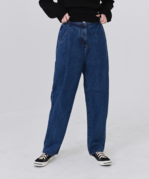 me+em select（ミームセレクト）の「ウエストタックハイウエストデニム（デニムパンツ・レディース・ライトブルー/ブラック/インディゴブルー/グレー・SMALL/LARGE/X-LARGE/MEDIUM）」の21枚目の写真