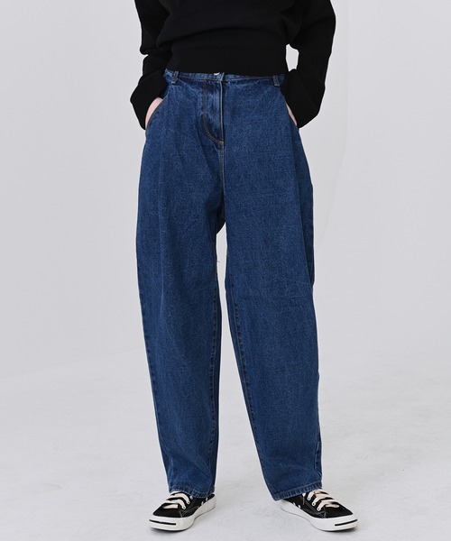 me+em select（ミームセレクト）の「ウエストタックハイウエストデニム（デニムパンツ・レディース・ライトブルー/ブラック/インディゴブルー/グレー・SMALL/LARGE/X-LARGE/MEDIUM）」の18枚目の写真