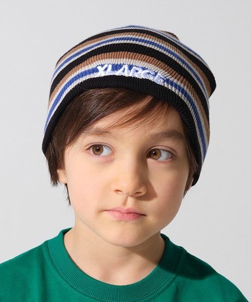 XLARGE KIDS（エクストララージキッズ）の「ロゴニットキャップ（ニットキャップ/ビーニー・キッズ・ブラック/ネイビー・FREE）」の2枚目の写真