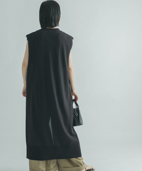 FORK&SPOON（フォークアンドスプーン）の「FORK&SPOON　ロングニットジレ（ニット/セーター・レディース・アイボリー/ベージュ系その他/ブラック/グリーン系その他・1）」の7枚目の写真