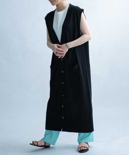 FORK&SPOON（フォークアンドスプーン）の「FORK&SPOON　ロングニットジレ（ニット/セーター・レディース・アイボリー/ベージュ系その他/ブラック/グリーン系その他・1）」の12枚目の写真