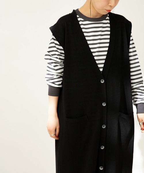 FORK&SPOON（フォークアンドスプーン）の「FORK&SPOON　ロングニットジレ（ニット/セーター・レディース・アイボリー/ベージュ系その他/ブラック/グリーン系その他・1）」の17枚目の写真