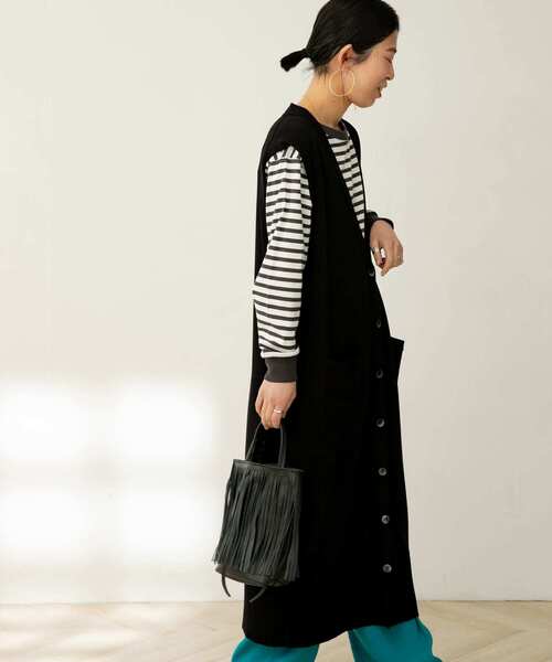 FORK&SPOON（フォークアンドスプーン）の「FORK&SPOON　ロングニットジレ（ニット/セーター・レディース・アイボリー/ベージュ系その他/ブラック/グリーン系その他・1）」の22枚目の写真