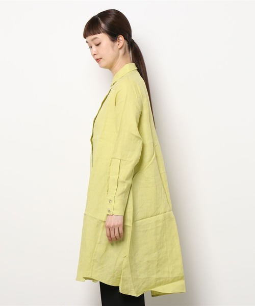 新品BEARDSLEYリネン100%ロングシャツ（ライトイエロー） 新品BEARDSLEYリネン100%ロングシャツ（ライトイエロー） 新品