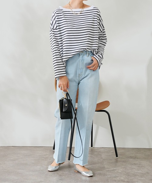 DouDou(ドゥドゥ)の「ボートネックボーダーTEE(Tシャツ/カットソー・レディース・ブラック/グレー/バイオレット・FREE)」の17枚目の写真