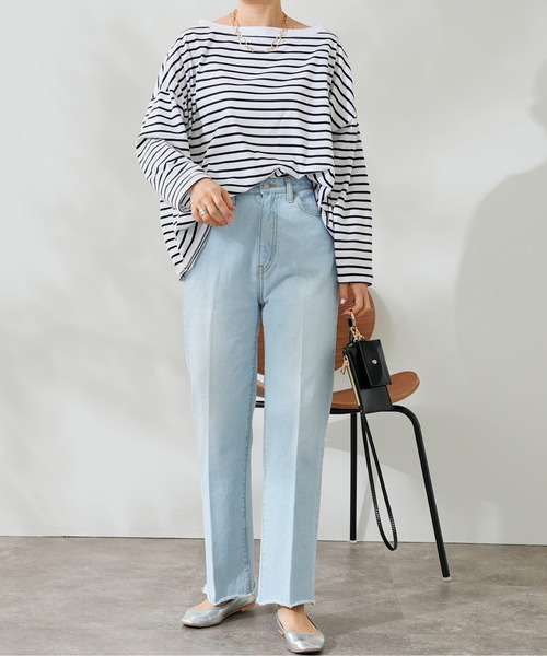 DouDou(ドゥドゥ)の「ボートネックボーダーTEE(Tシャツ/カットソー・レディース・ブラック/グレー/バイオレット・FREE)」の20枚目の写真